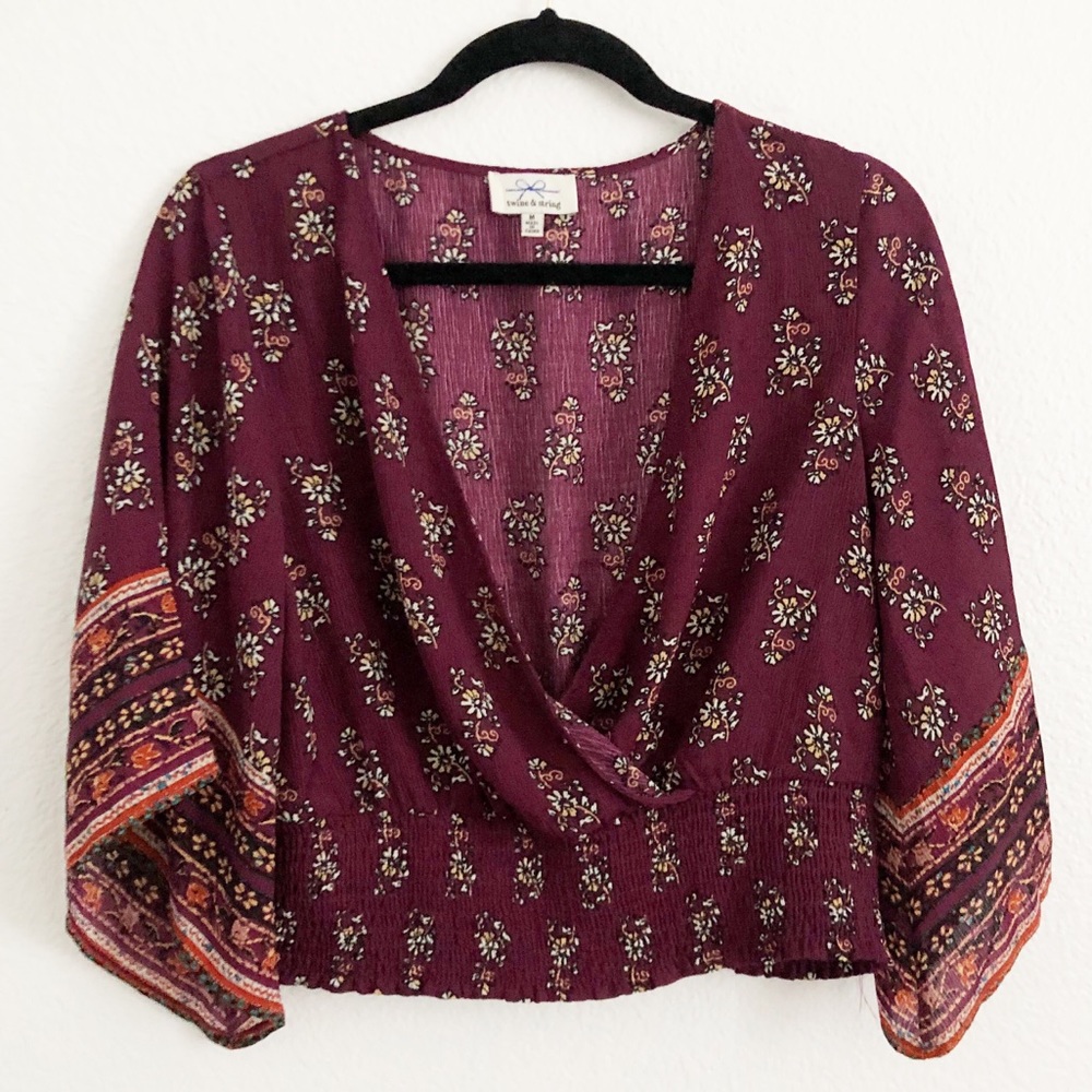 Twine & String bell sleeve floral top